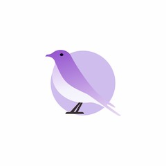 The Amazing Purple Bird Flat Design on White Background