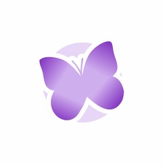Purple Butterfly Flat Design on White Background
