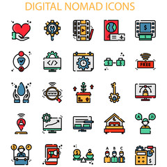 Digital Nomad With Outline And Color Iconset