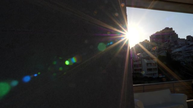 Revealing the sun behind a concrete pelar