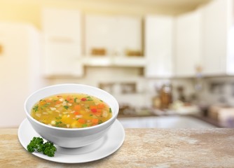 Vegetable soup isolated on background