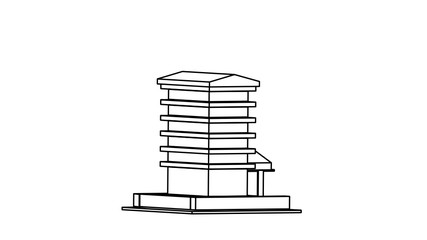 line art of a building 