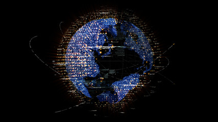 Futuristic global communication via broadband internet connections between cities around the world...