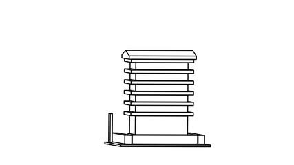 line art of a building 