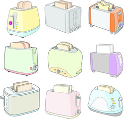 Toaster. Detailed filled outline icon.Vector illustration in sketch style.