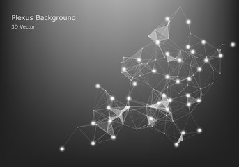 Abstract vector particles and lines. Plexus effect. Futuristic illustration. Polygonal Cyber Structure. Data Connection Concept.