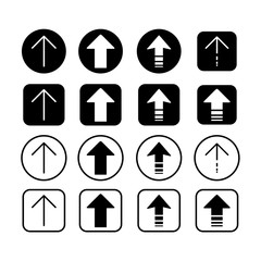 Set of black and white arrows up. Arrow up icon. Arrows up collection.