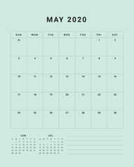 May 2020 desk calendar vector illustration