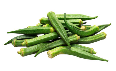 Sliced okra isolated on the white backgroud.