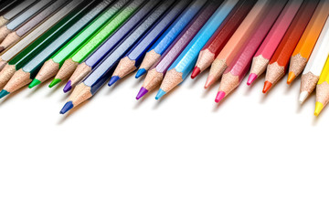 Close-up color pencils isolated on white background