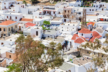    Greece, Rhodes. View of Lindos from the Acropolis