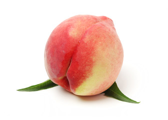 ripe peach on white background 