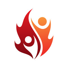 Flame life vector icon with two people in abstract style on the white background