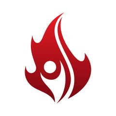 Simple flame life vector icon with abstract people on the white background