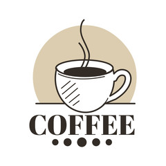 Coffee shop or cafe isolated icon, hot drink in cup