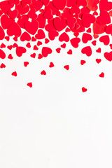 Heart frame for present carts on white background top view mock up