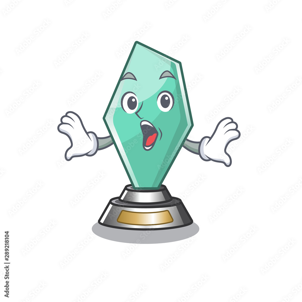 Poster Surprised acrylic trophy mascot on a cartoon