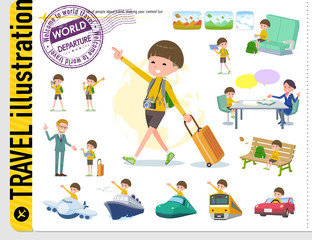 flat type Yellow clothes Bob hair boy_travel