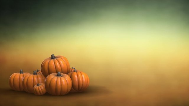 Halloween Group of pumpkin animation 4K bottom left template with color background Orange and Green