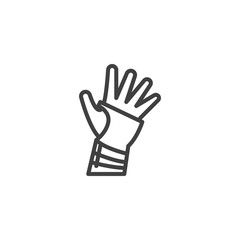 Orthopedic wrist brace line icon. linear style sign for mobile concept and web design. Hand with Bandage outline vector icon. Symbol, logo illustration. Vector graphics