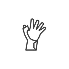 Hand with Bandage line icon. linear style sign for mobile concept and web design. Orthopedic wrist brace outline vector icon. Symbol, logo illustration. Vector graphics
