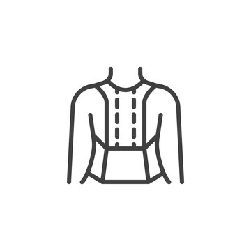Posture Corrector line icon. linear style sign for mobile concept and web design. Orthopedic Lumbar Brace outline vector icon. Symbol, logo illustration. Vector graphics