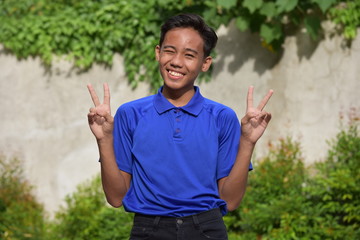 A Youngster And Peace Sign