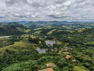 Fototapeta na wymiar Aerial view of luxury villa in tropical valley, Brazil