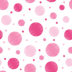 Pastel pink scribble polka dots vector seamless