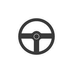 Car steering wheel icon. Vector illustration, flat design.