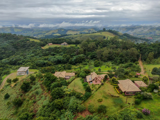 Aerial view of luxury villa in tropical valley, Brazil