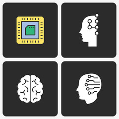 Artificial intelligence icons set. Vector illustration isolated.