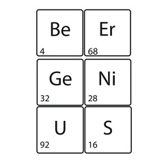 Genius,beer, periodic table, text, vecctor illustration