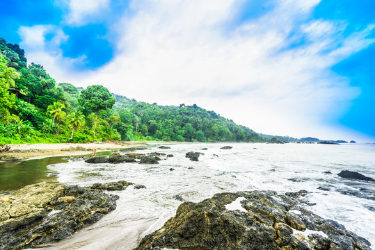 View on landscape on paradise parque Nacional natural Utria next to Nuqui, Colombia