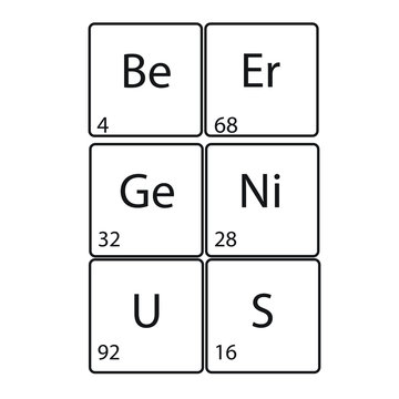 Genius,beer, periodic table, text, vecctor illustration