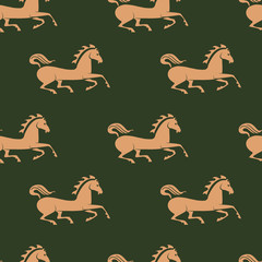 Decorate seamless pattern design with stylized horse.