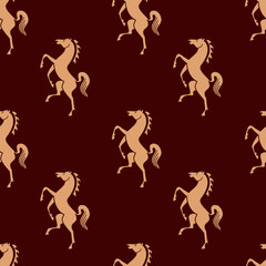 Decorate seamless pattern design with stylized horse.
