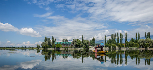 A view of Dal Lake in Sringar, India, on a late afternoon
