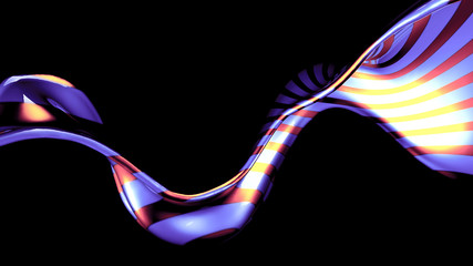 Beautiful elegant metal splash on a black background. 3d illustration, 3d rendering.