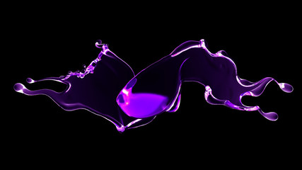 Splash fluid. 3d illustration, 3d rendering.