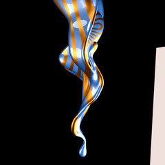 Beautiful elegant metal splash on a black background. 3d illustration, 3d rendering.