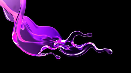 Splash fluid. 3d illustration, 3d rendering.