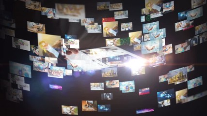 Hand touch screen smartphone, social media interface on screen, connect to the future concept	