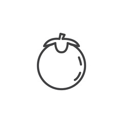 Persimmon with leaves line icon. linear style sign for mobile concept and web design. Persimmon Japanese Fruit outline vector icon. Symbol, logo illustration. Vector graphics