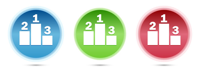 Podium icon glass round buttons set illustration