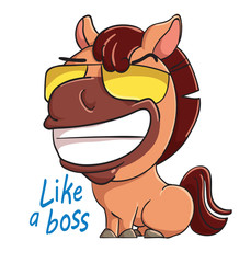 Children's emotion sticker design with horse in a cartoon style.