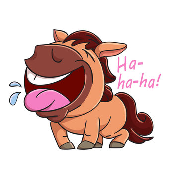 Children's emotion sticker design with horse in a cartoon style.