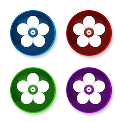 Leafy flower icon shiny round buttons set illustration