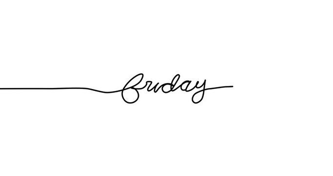 Friday, day of the week in a continuous line, on a white background.