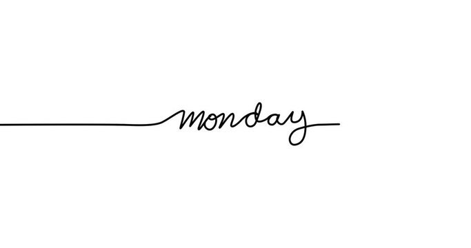 Monday, day of the week in a continuous line, on a white background.